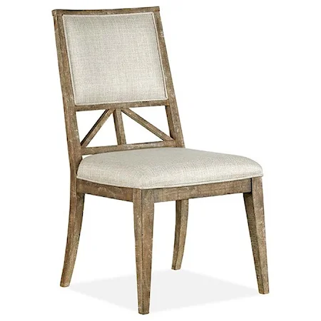Rustic Dining Side Chair with Upholstered Seat and Back